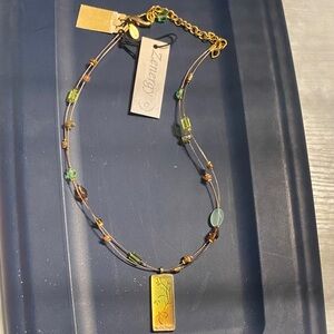 Bravo Gold and Green Multi-Strand Necklace